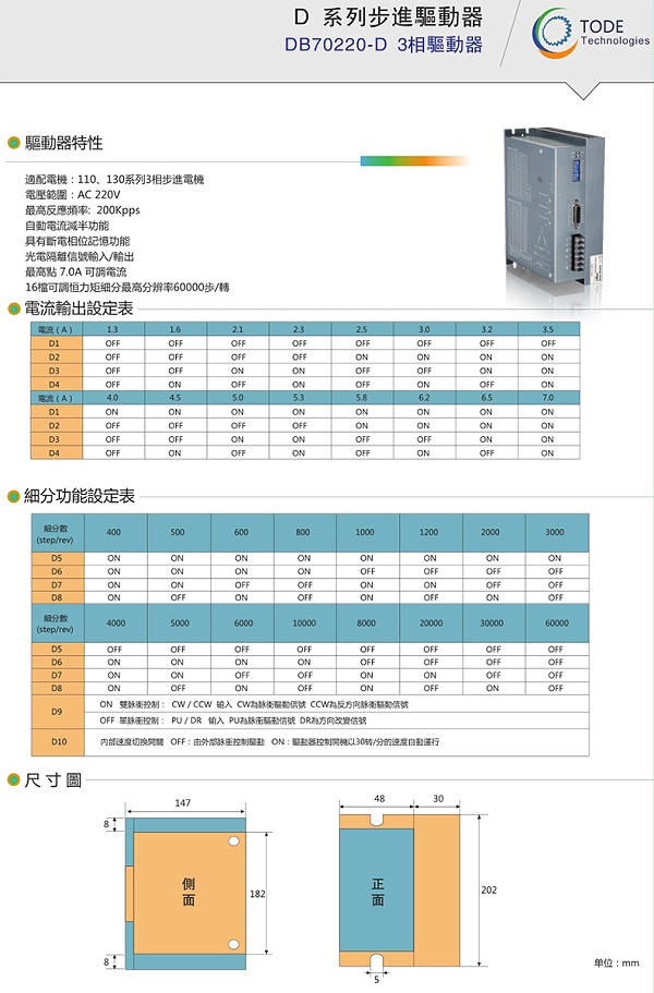 130步进驱动器3相DB70220