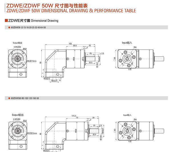 ZDWE(F)系列减速机尺寸