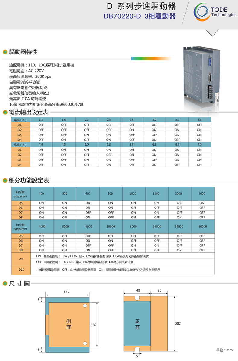 130步进驱动器3相DB70220